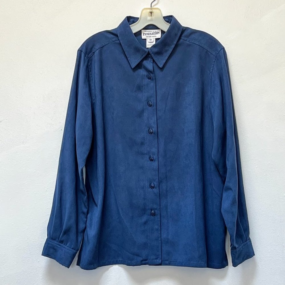 Pendleton Suede Button Up Shirt Jacket, Blue - Women's Size L